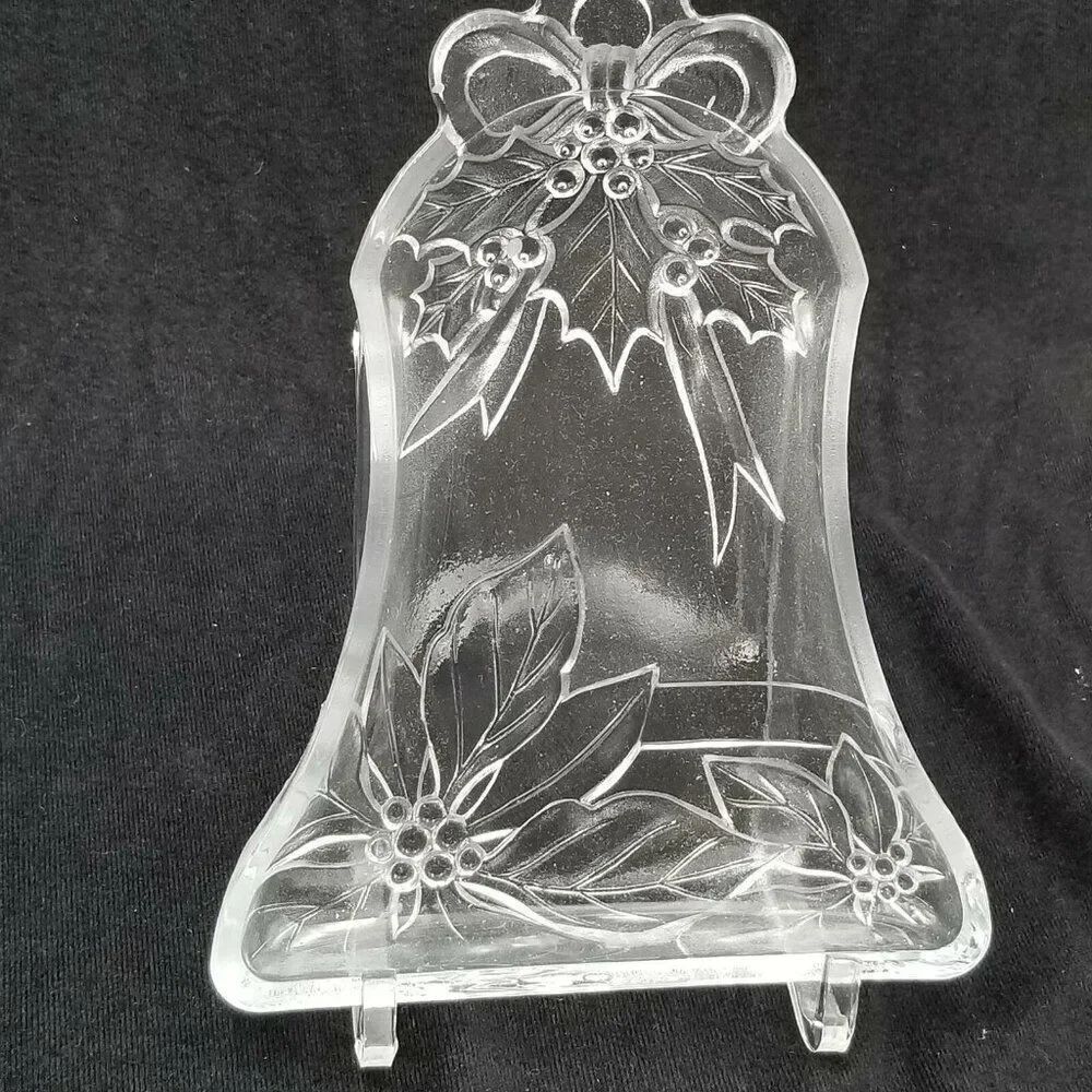 Vintage Bells Platter Bell 7.5" Candy Dish Happy Holidays New